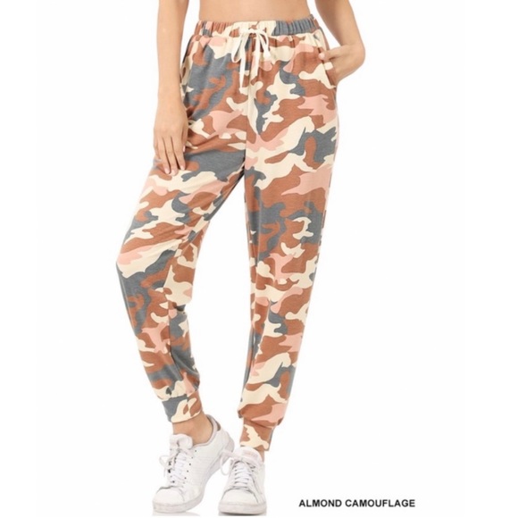 Pants - New! Soft Camo French Terry Pockets Elastic Waistband Comfy Joggers